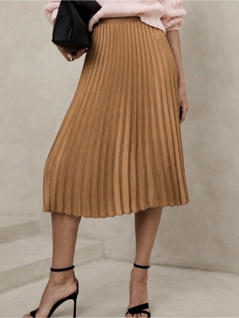 J. Crew Pleated Midi Skirt in Camel (Gold)